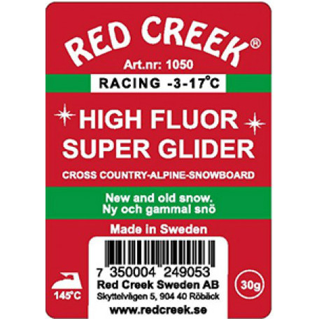 Red Creek HF Super glider, Zelený, -3°C až -17°C, Nový a starý sníh, 30g